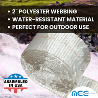 Load image into Gallery viewer, 2&quot; Double Leg Ratchet Tent Strap With Double Bar D-rings And Wire J Hook
