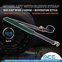 Load image into Gallery viewer, USA 2&quot; Replacement Over Tire Straps w/ Wire J Hooks (Fits Boydstun Trailers)
