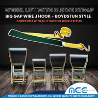 Load image into Gallery viewer, USA 2&quot; Replacement Over Tire Straps w/ Wire J Hooks (Fits Boydstun Trailers)
