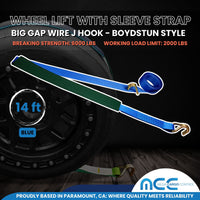 Load image into Gallery viewer, USA 2&quot; Replacement Over Tire Straps w/ Wire J Hooks (Fits Boydstun Trailers)
