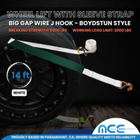 Load image into Gallery viewer, USA 2&quot; Replacement Over Tire Straps w/ Wire J Hooks (Fits Boydstun Trailers)
