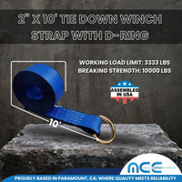 Load image into Gallery viewer, 2&quot; x 10&#39; Wheel Lift Lasso Strap w/ D Ring
