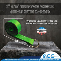 Load image into Gallery viewer, 2&quot; x 10&#39; Wheel Lift Lasso Strap w/ D Ring
