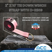 Load image into Gallery viewer, 2&quot; x 10&#39; Wheel Lift Lasso Strap w/ D Ring
