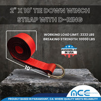 Load image into Gallery viewer, 2&quot; x 10&#39; Wheel Lift Lasso Strap w/ D Ring
