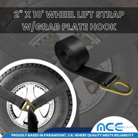 Load image into Gallery viewer, 2&quot; x 10&#39; Wheel Lift Strap w/Grab Plate hook
