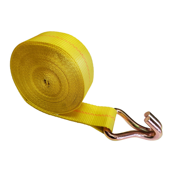 3" x 40', 50, 60' USA Custom Winch Straps w/ Wire J Hooks