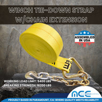 Load image into Gallery viewer, 3&quot; Winch Strap w/ Chain Extension - USA Custom Made
