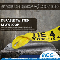 Load image into Gallery viewer, 4&quot; Winch Strap w/ Loop End
