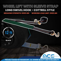 Load image into Gallery viewer, USA 2&quot; Replacement Over-Tire Straps w/ Long Swivel Hook (Fits Cottrell Trailers)
