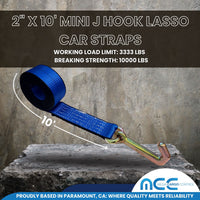 Load image into Gallery viewer, G70 2&quot; x 10&#39; Mini J Hook Towing Trailer Wrecker Tie Down Strap
