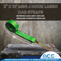 Load image into Gallery viewer, G70 2&quot; x 10&#39; Mini J Hook Towing Trailer Wrecker Tie Down Strap
