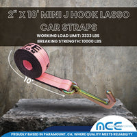 Load image into Gallery viewer, G70 2&quot; x 10&#39; Mini J Hook Towing Trailer Wrecker Tie Down Strap

