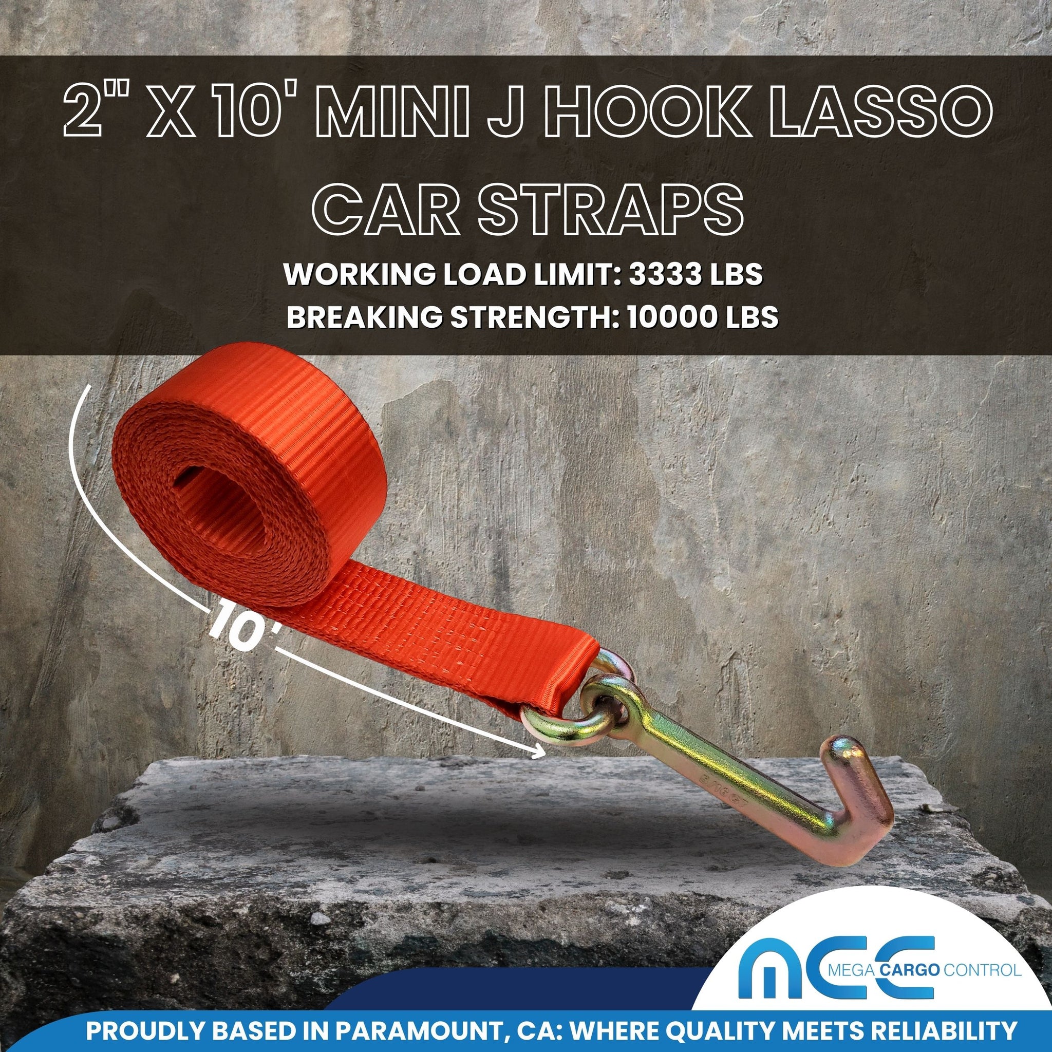 2 Pack Heavy Duty G70 2 X 10' Mini J Hook Towing Strap For Trailer Wrecker - Foto 3