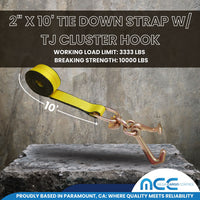 Load image into Gallery viewer, 2&quot; x 10&#39; Tie Down Strap w/ TJ Cluster Hook for Wrecker Tow Truck Auto Hauling
