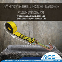 Load image into Gallery viewer, G70 2&quot; x 10&#39; Mini J Hook Towing Trailer Wrecker Tie Down Strap
