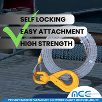 Load image into Gallery viewer, 3/8" x 50' 56' and 100' Wire Rope Winch Cable w/ Self Locking Hook
