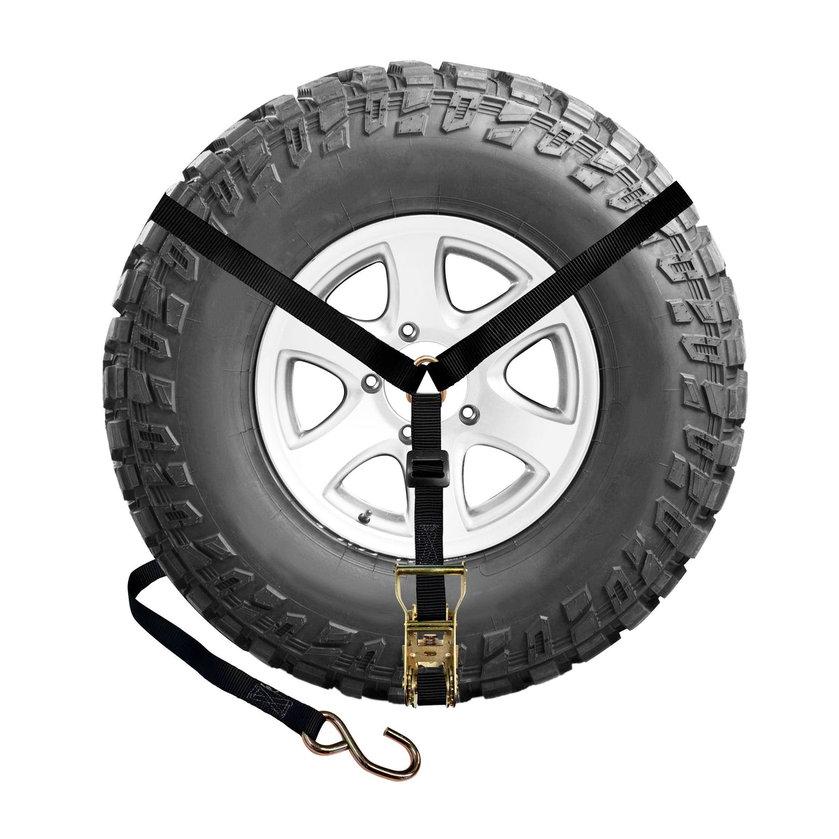 1" 3-Point Spare Tire Ratchet Y Straps