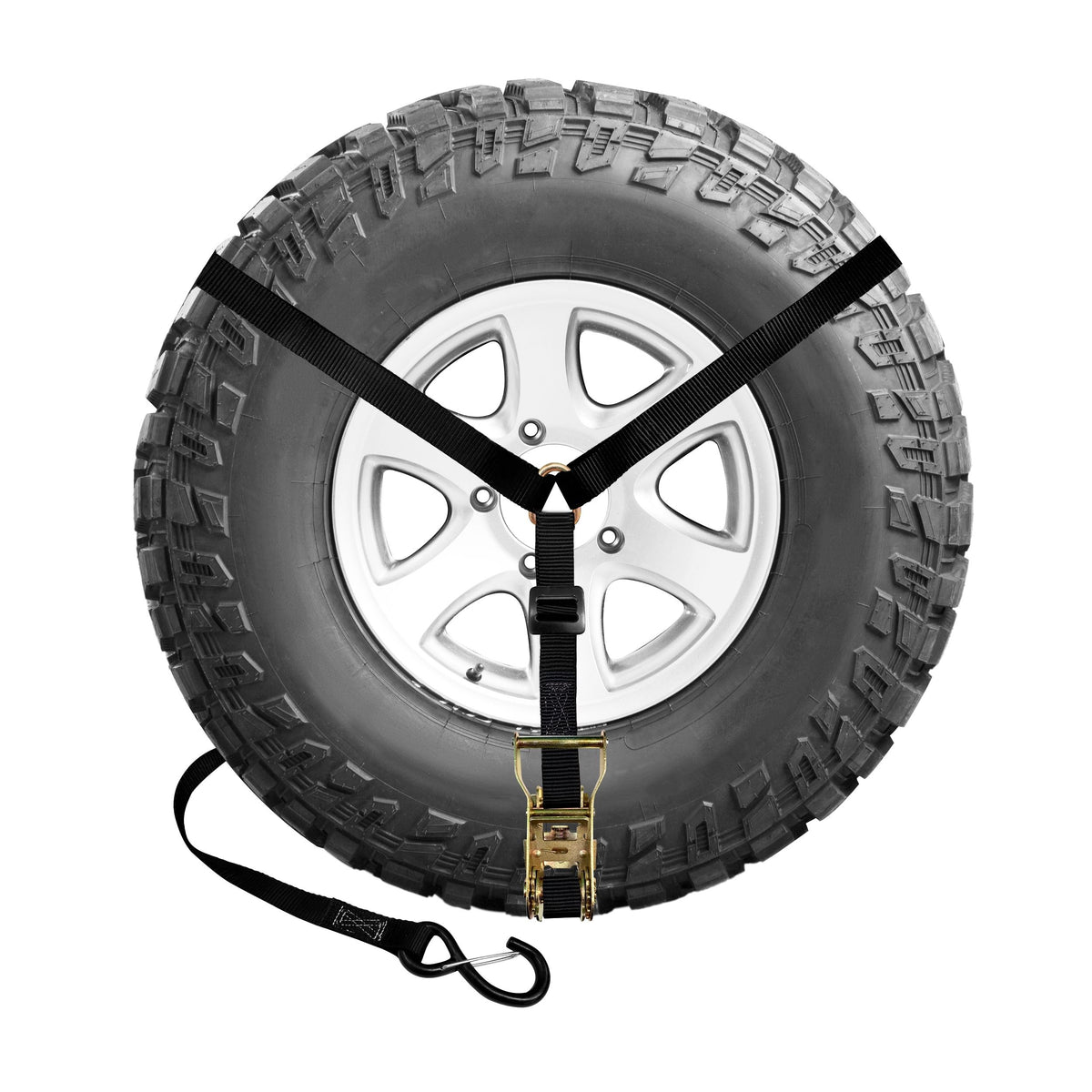 1" 3-Point Spare Tire Ratchet Y Straps