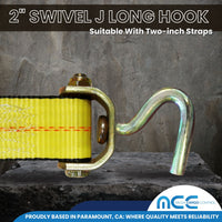 Load image into Gallery viewer, Swivel J Hook for 2&quot; Webbing - 2,500 lbs WLL (Long)
