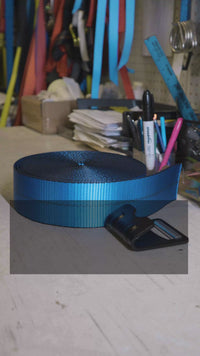 Load and play video in Gallery viewer, 3" x 40', 50', 60' Custom Ratchet Straps With Flat Hooks
