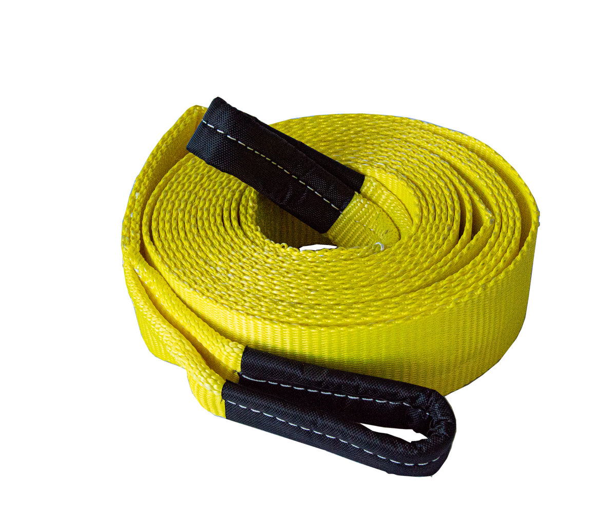 2"  Heavy Duty Recovery Tow Strap with Protective Loop Eyes Towing